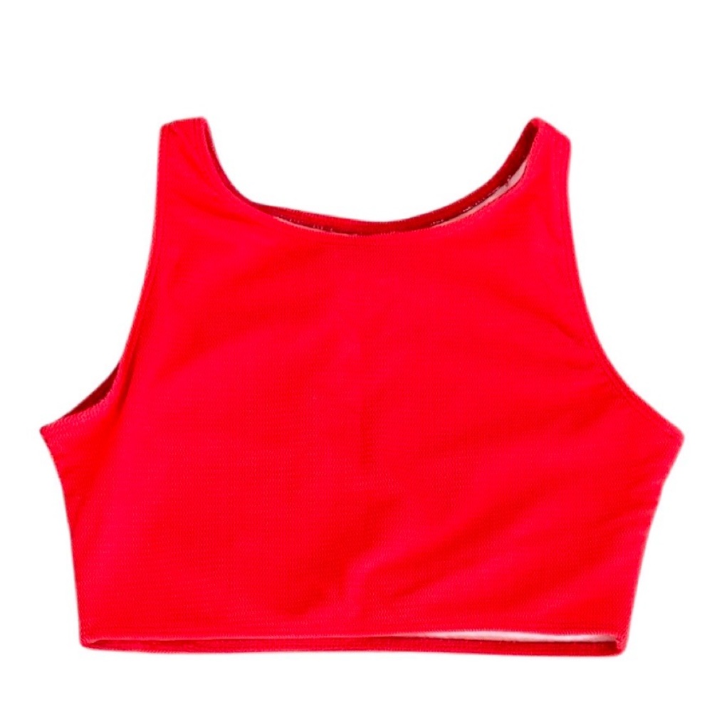 Red crop top bikini set